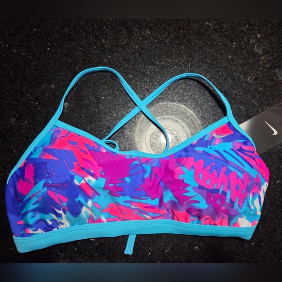 Nike Blue and Pink Sports Bra with Moisture-Wicking Fabric NTW - Picture 2 of 8
